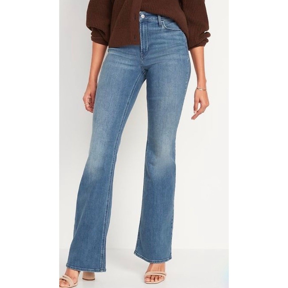 Old‎ Navy High Rise Wow Flare Jeans Size 14 Blue Stretch Denim